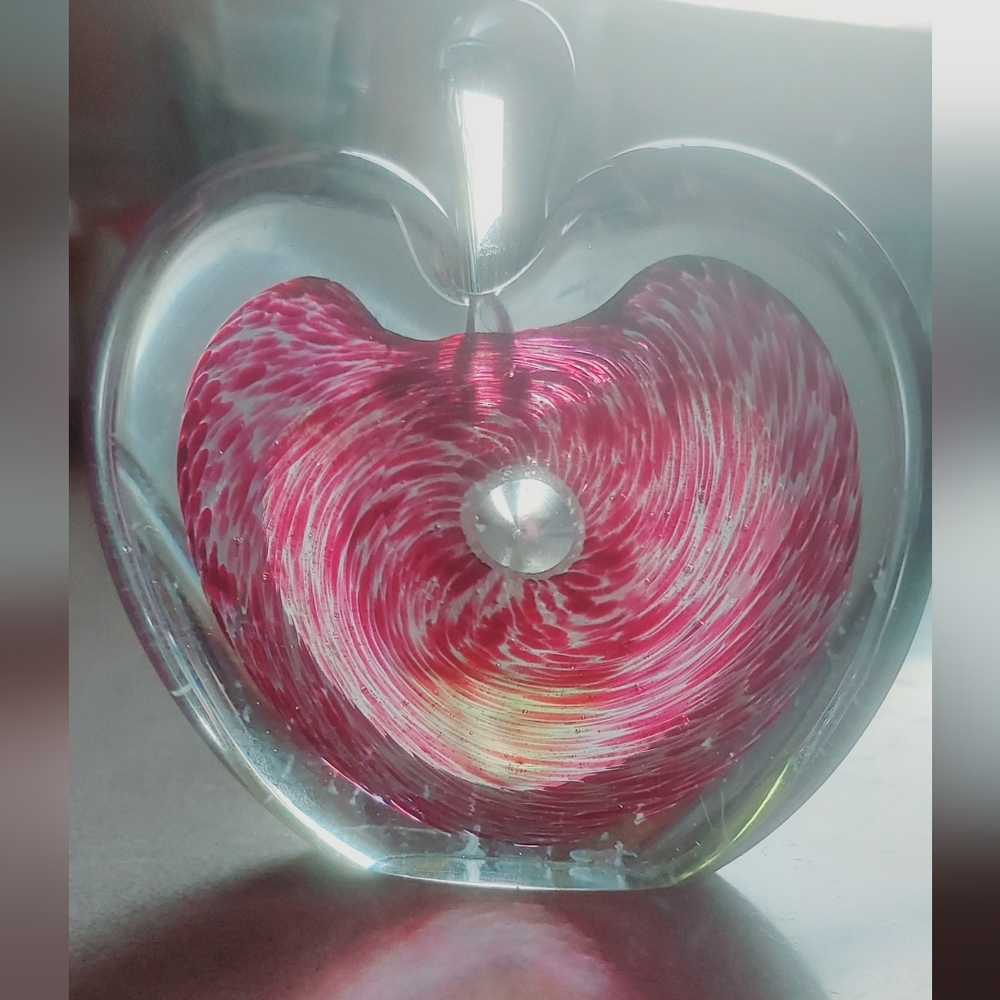 Elegant Red and Silver Glass Art Piece